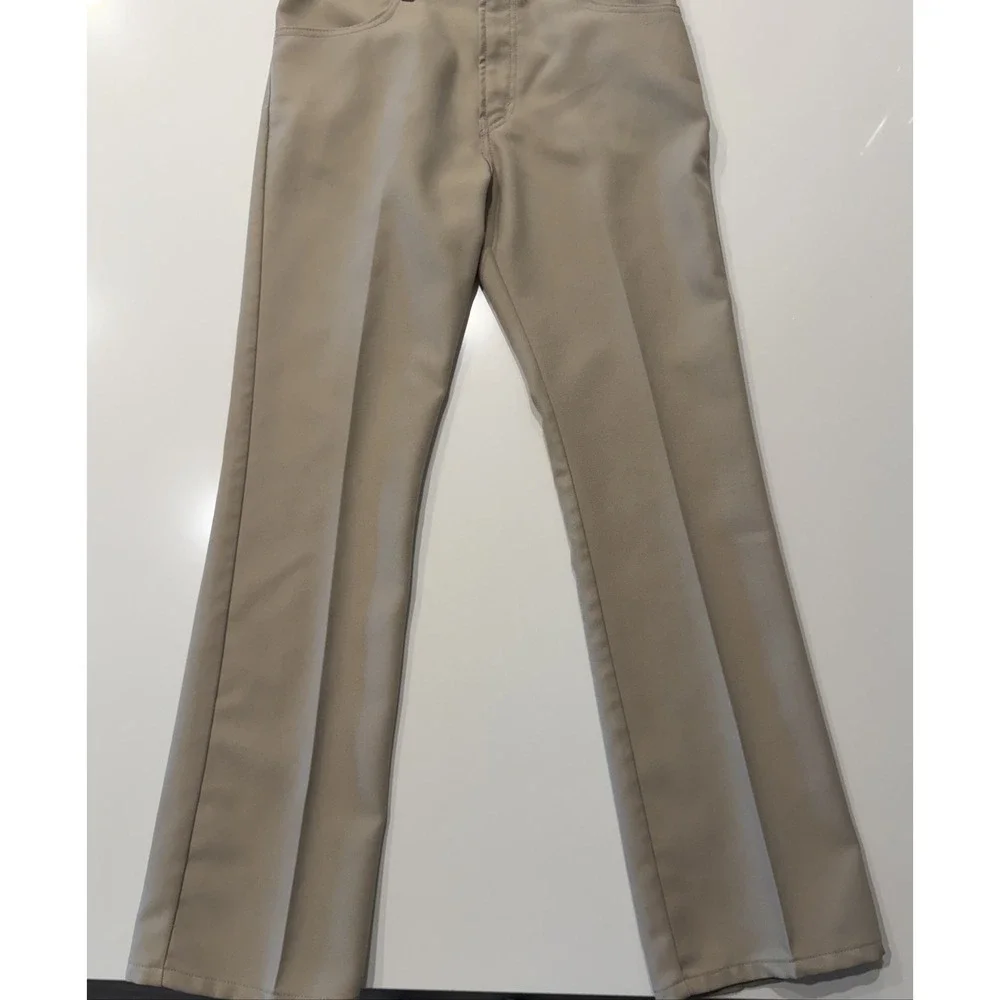 Levis 517 Boot Cut Pants Mens W34 L34 Tan Easy Care Polyester Vintage 80s
